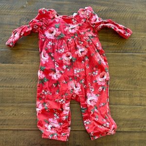 Baby GAP 3-6 month red floral romper